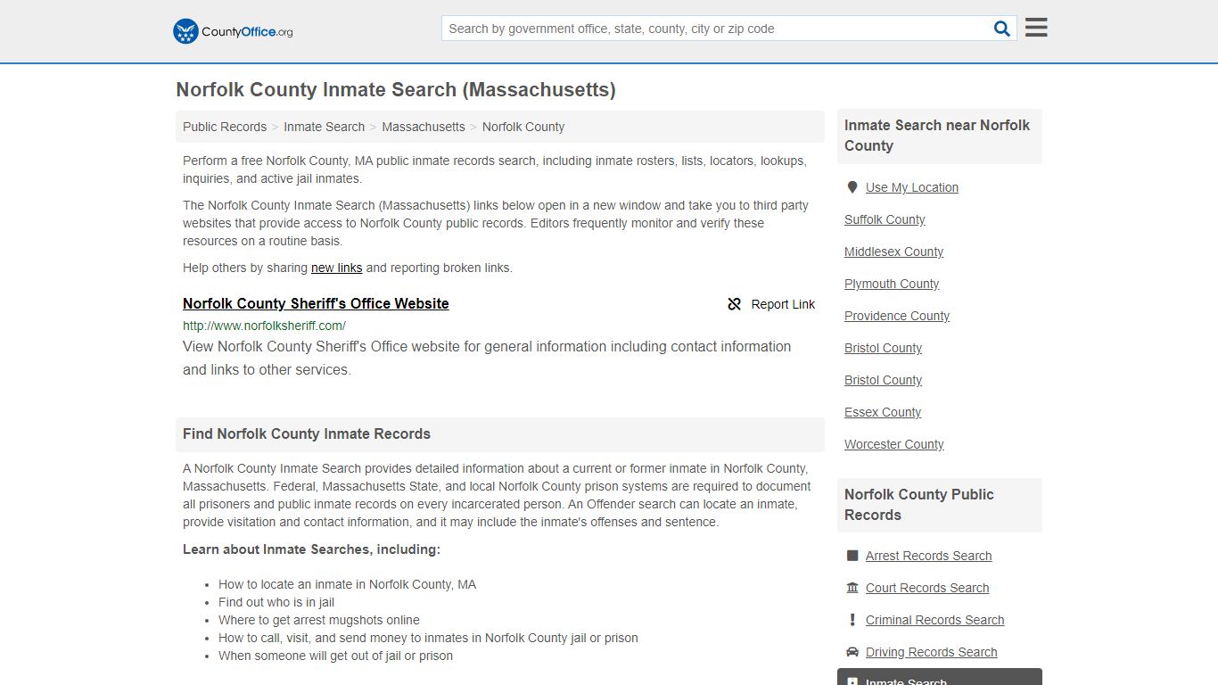Inmate Search - Norfolk County, MA (Inmate Rosters & Locators)